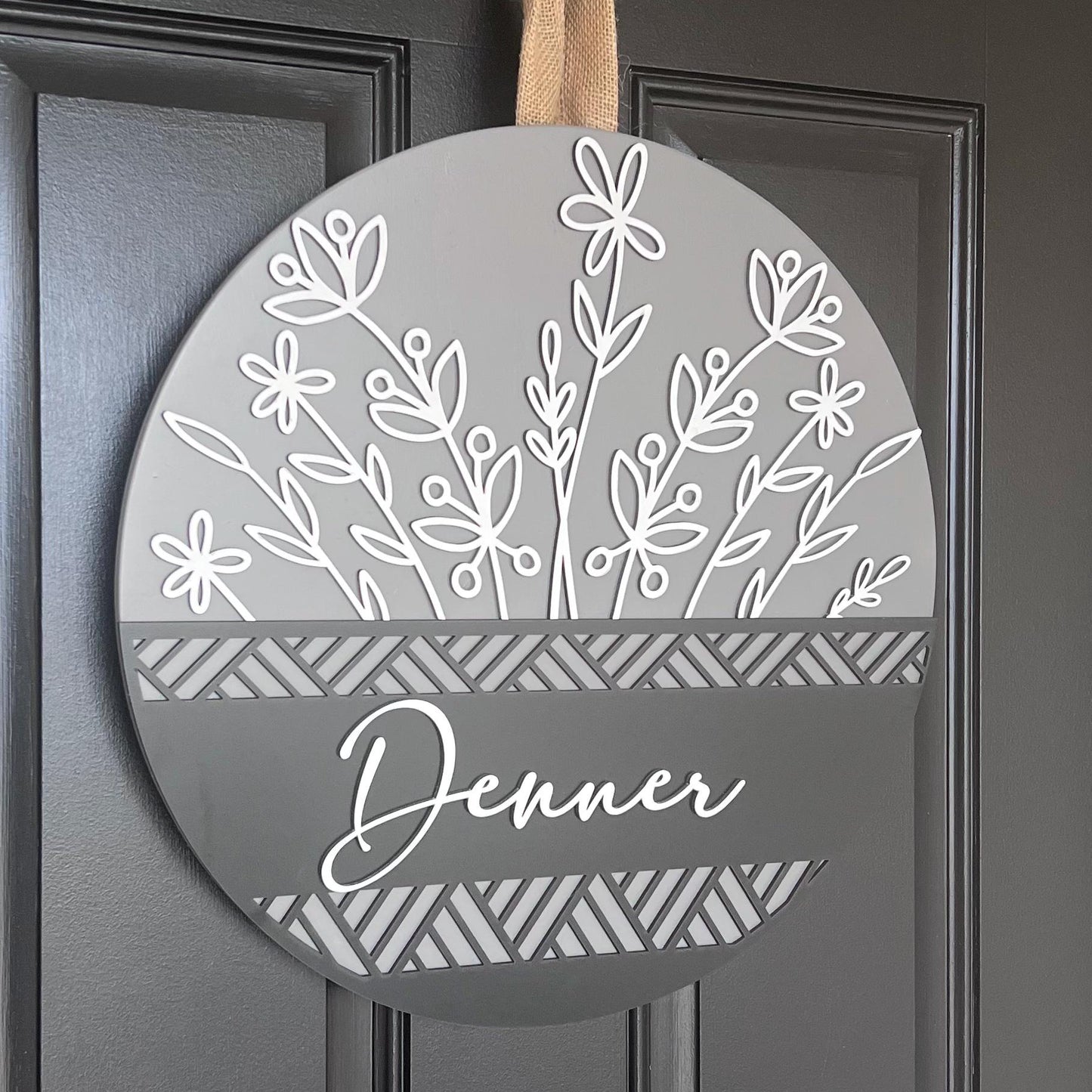 Personalized Last Name Door Hanger: Birch Wood Welcome Sign