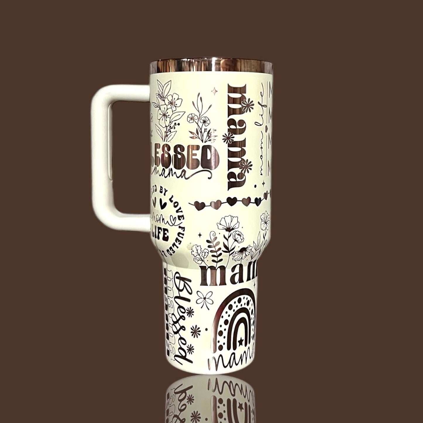 Mother mom mama gift 40oz Fully Engraved Stanley-Style Stainless Steel Tumbler