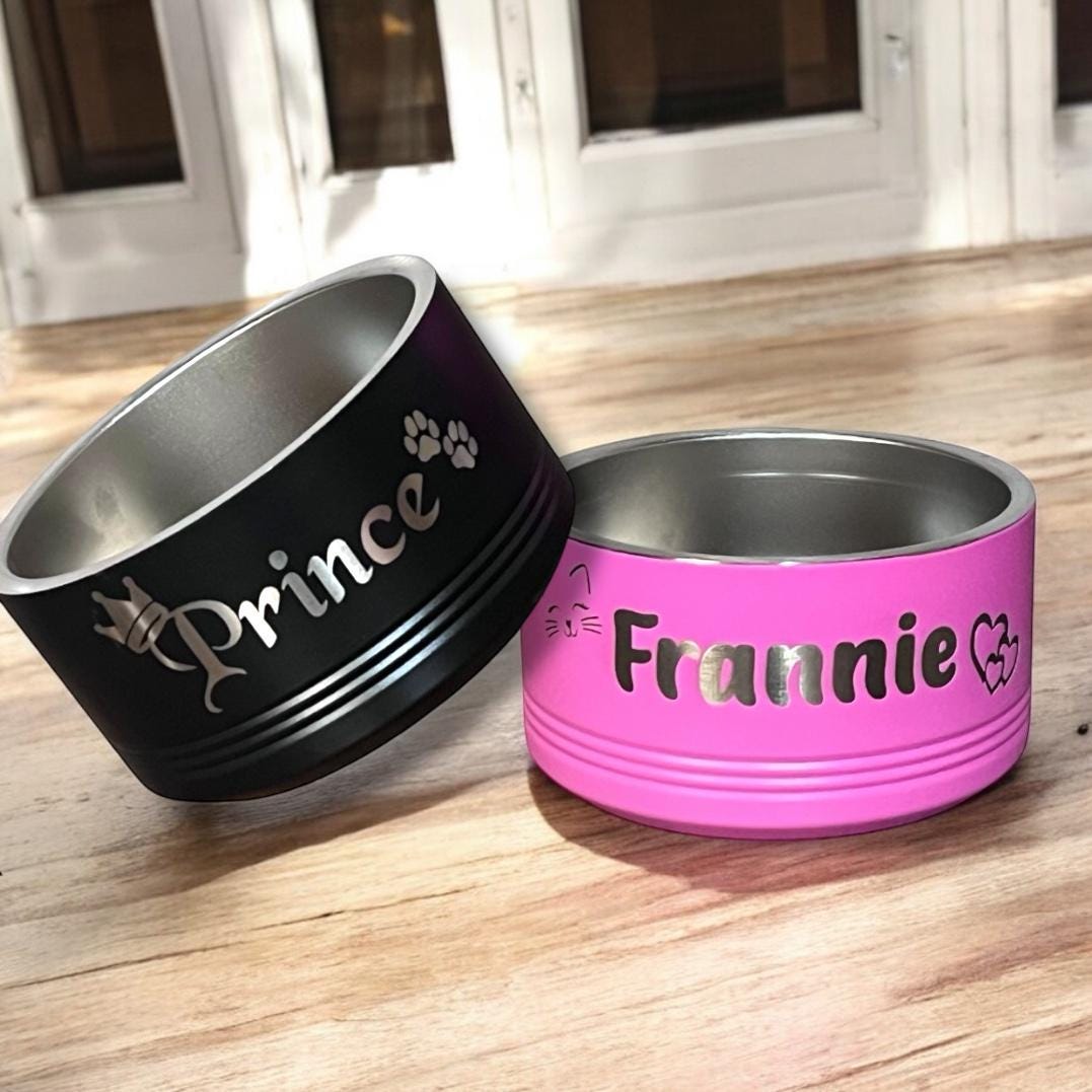 Personalized Stainless Steel Pet Bowl: Engraved Non-Slip Dog Cat Bowl