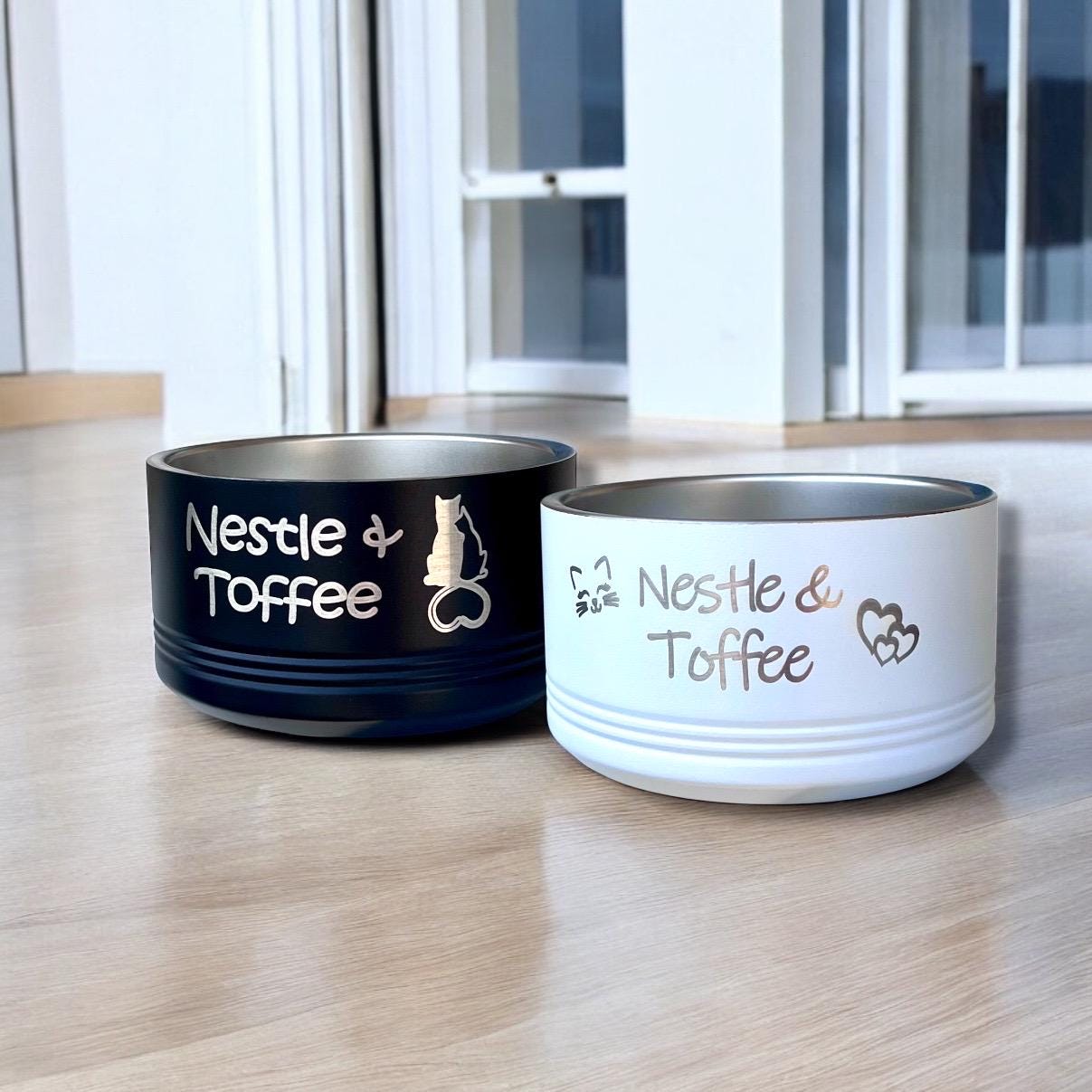 Personalized Stainless Steel Pet Bowl: Engraved Non-Slip Dog Cat Bowl