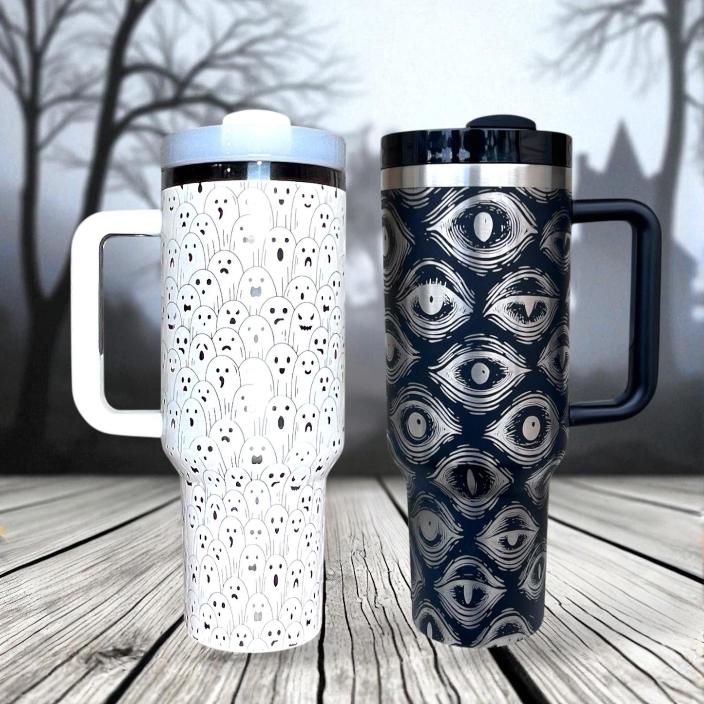 Halloween Tumblers: Ghosts and Spooky Eyes