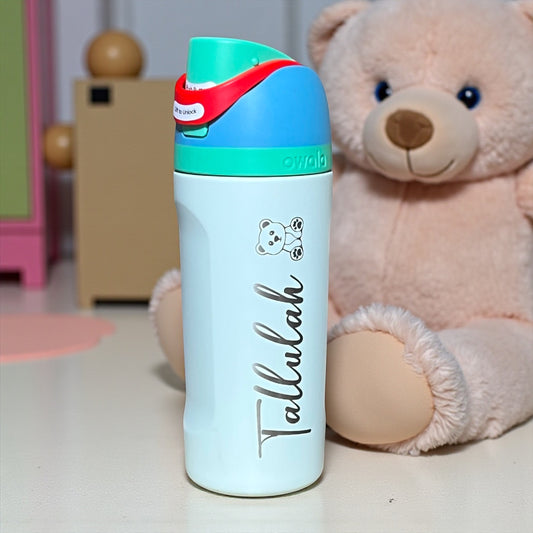 Personalized Kids Owala 16oz FreeSip Custom Engraved Water Bottle with Art