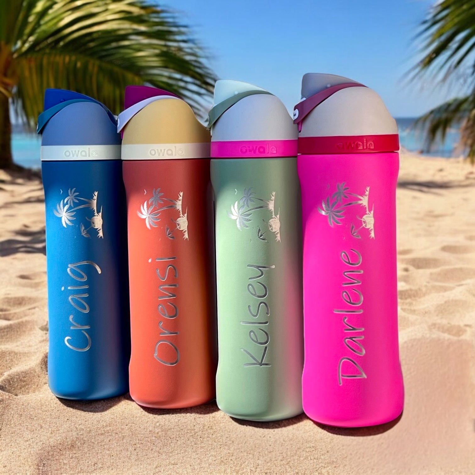 Engraved personalized Owala freesip 24oz water bottle examples