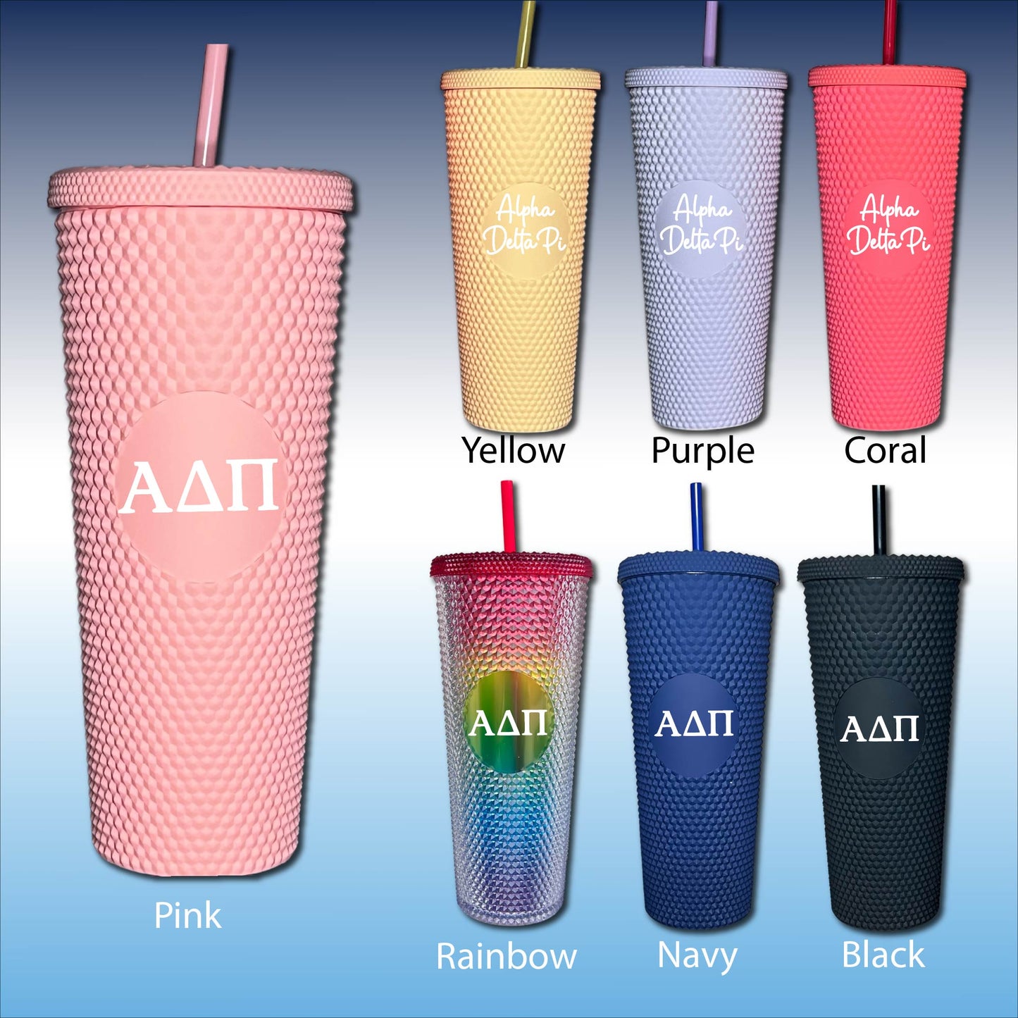 Alpha Delta Pi Star Studded Tumbler Greek Letters or Name UV Printed Sorority Cup