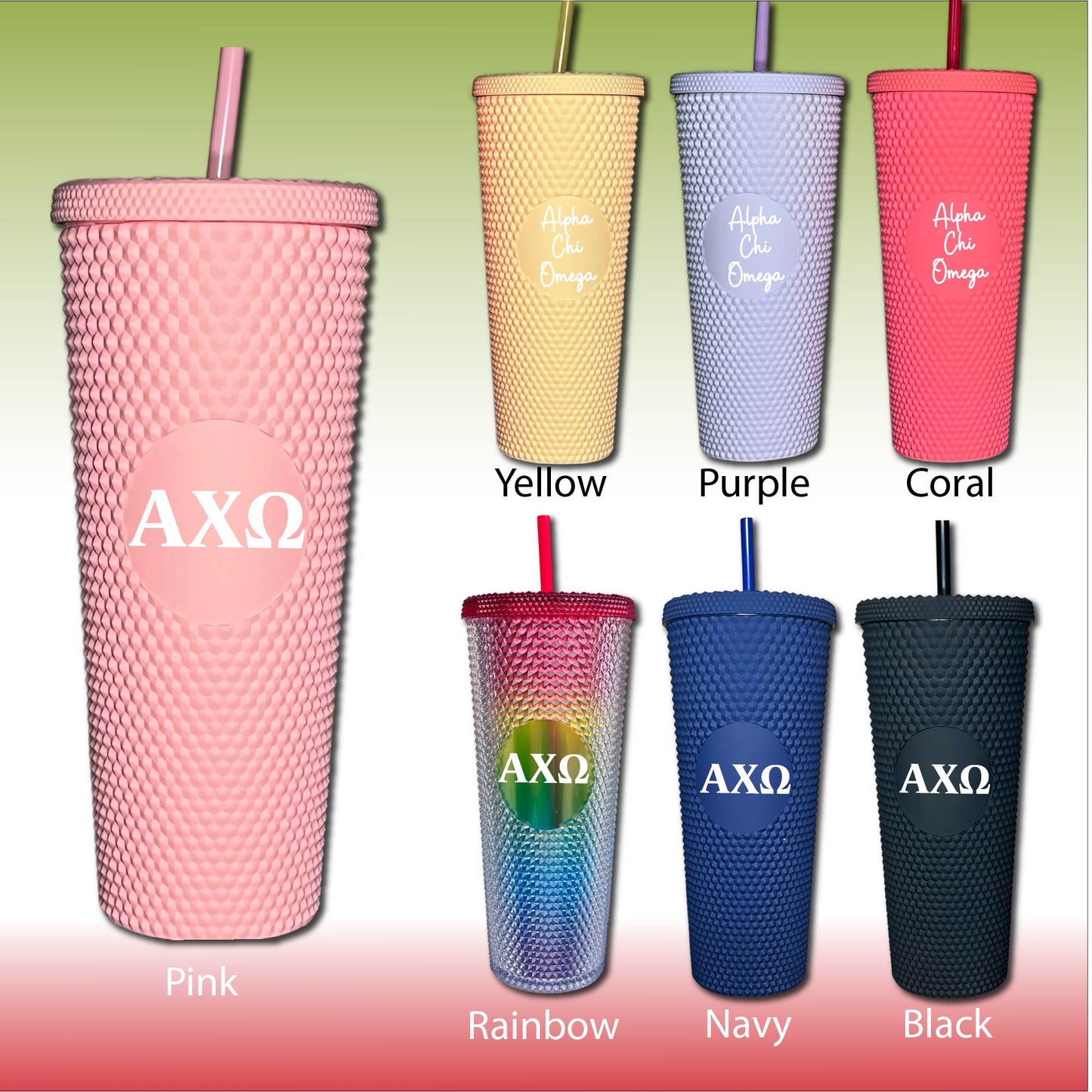 Alpha Chi Omega Star Studded Tumbler Greek Letters or Name UV Printed Sorority Cup