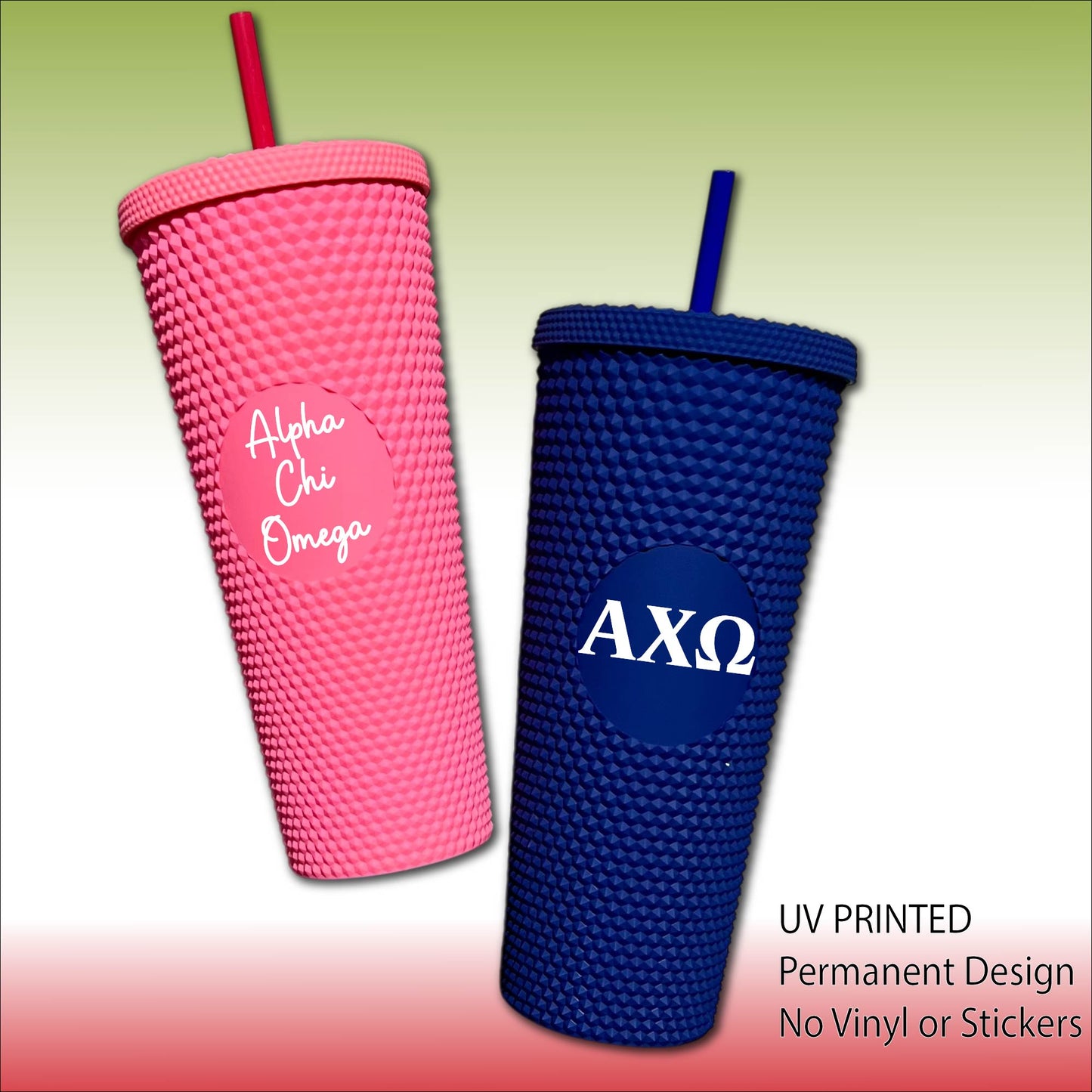 Alpha Chi Omega Star Studded Tumbler Greek Letters or Name UV Printed Sorority Cup