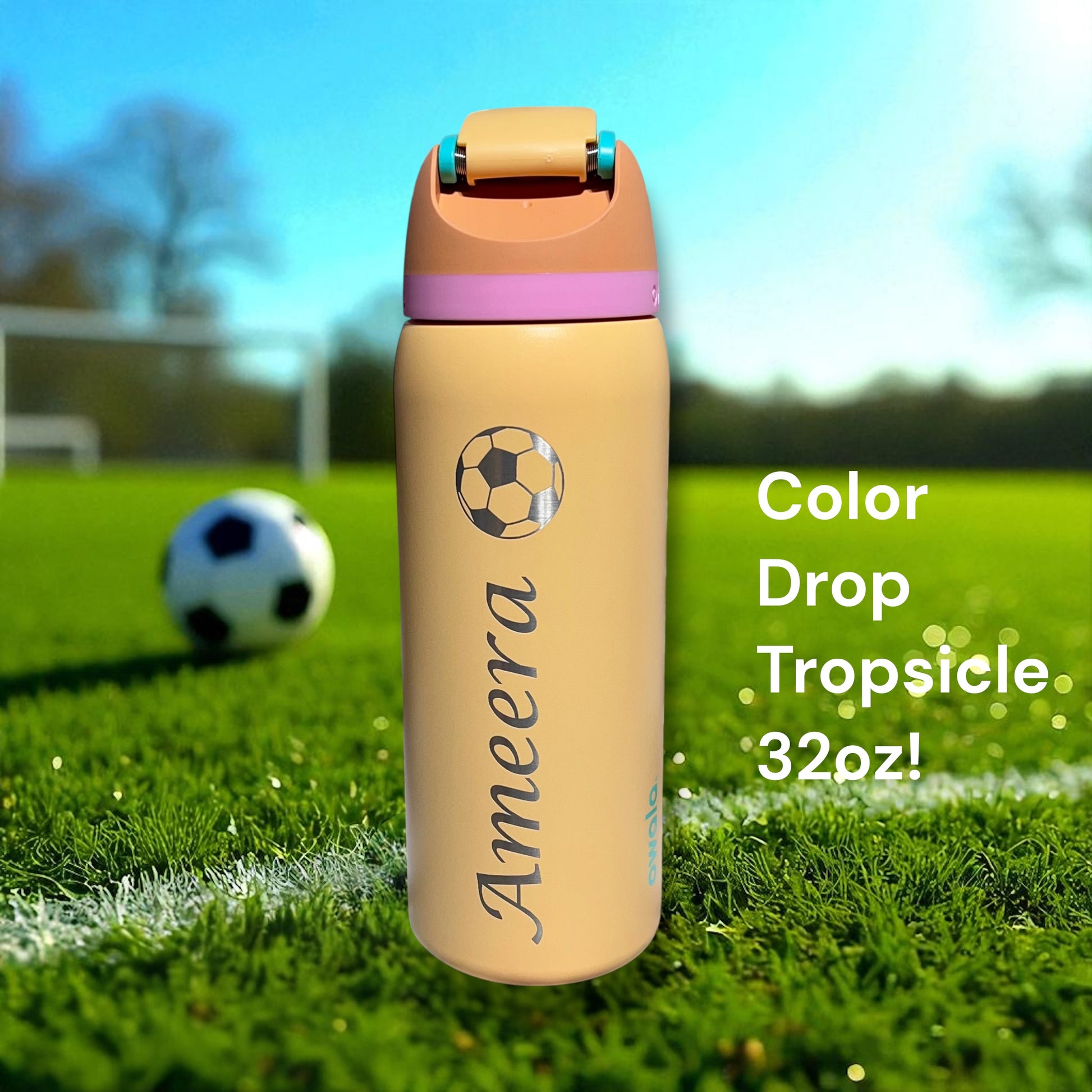 Engraved personalized Owala freesip 32oz water bottle limited edition Tropsicle color