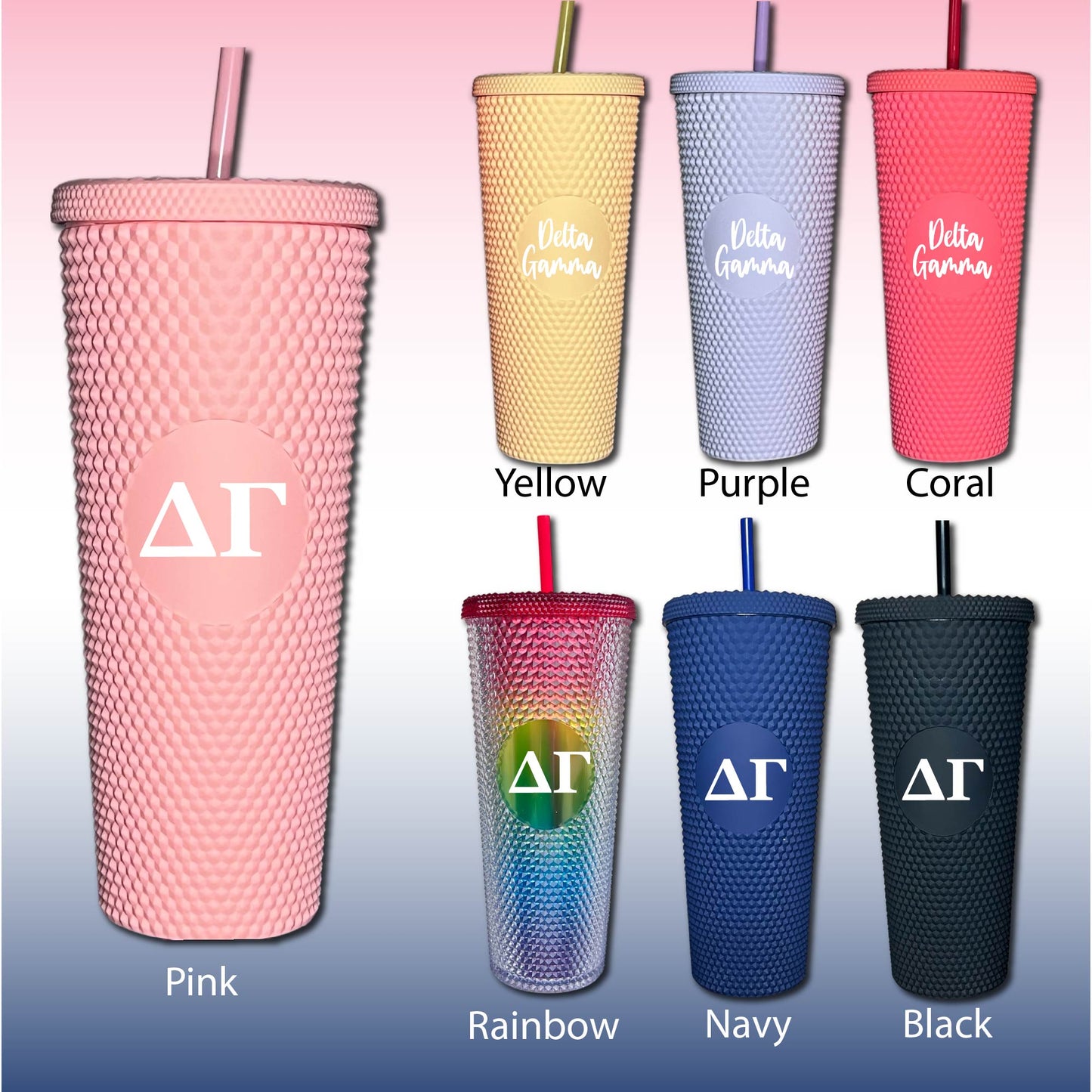 Delta Gamma Star Studded Tumbler Greek Letters or Name UV Printed Sorority Cup