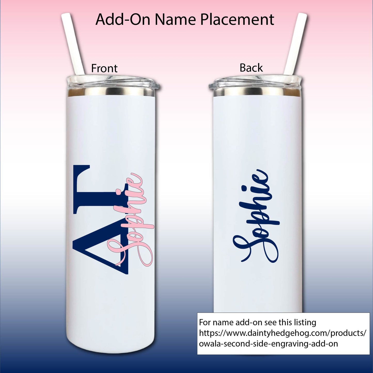 Delta Gamma Skinny Tumbler | UV Printed DG Cup | Greek Letters or Script
