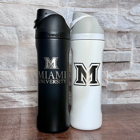 Miami University Ohio Owala 24oz FreeSip Engraved Water Bottle