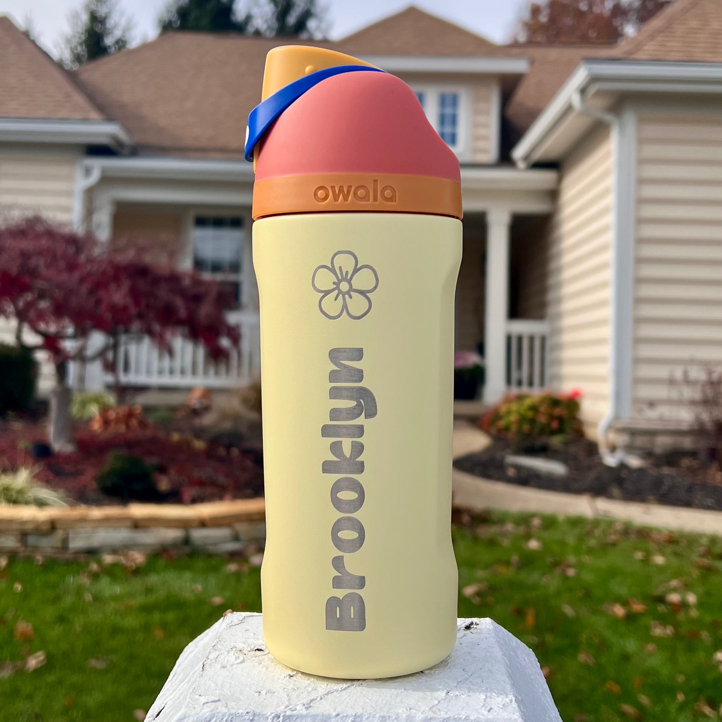 Personalized Kids Owala 16oz FreeSip Custom Engraved Water Bottle with Art