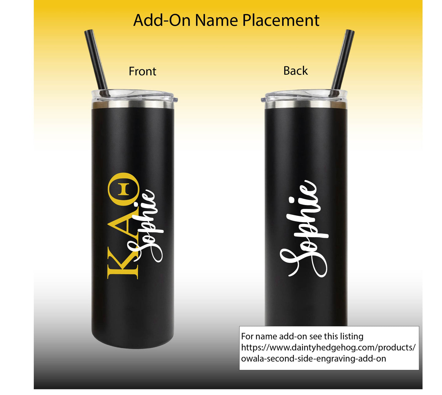 Kappa Alpha Theta Skinny Tumbler | UV Printed Theta Cup | Greek Letters or Script