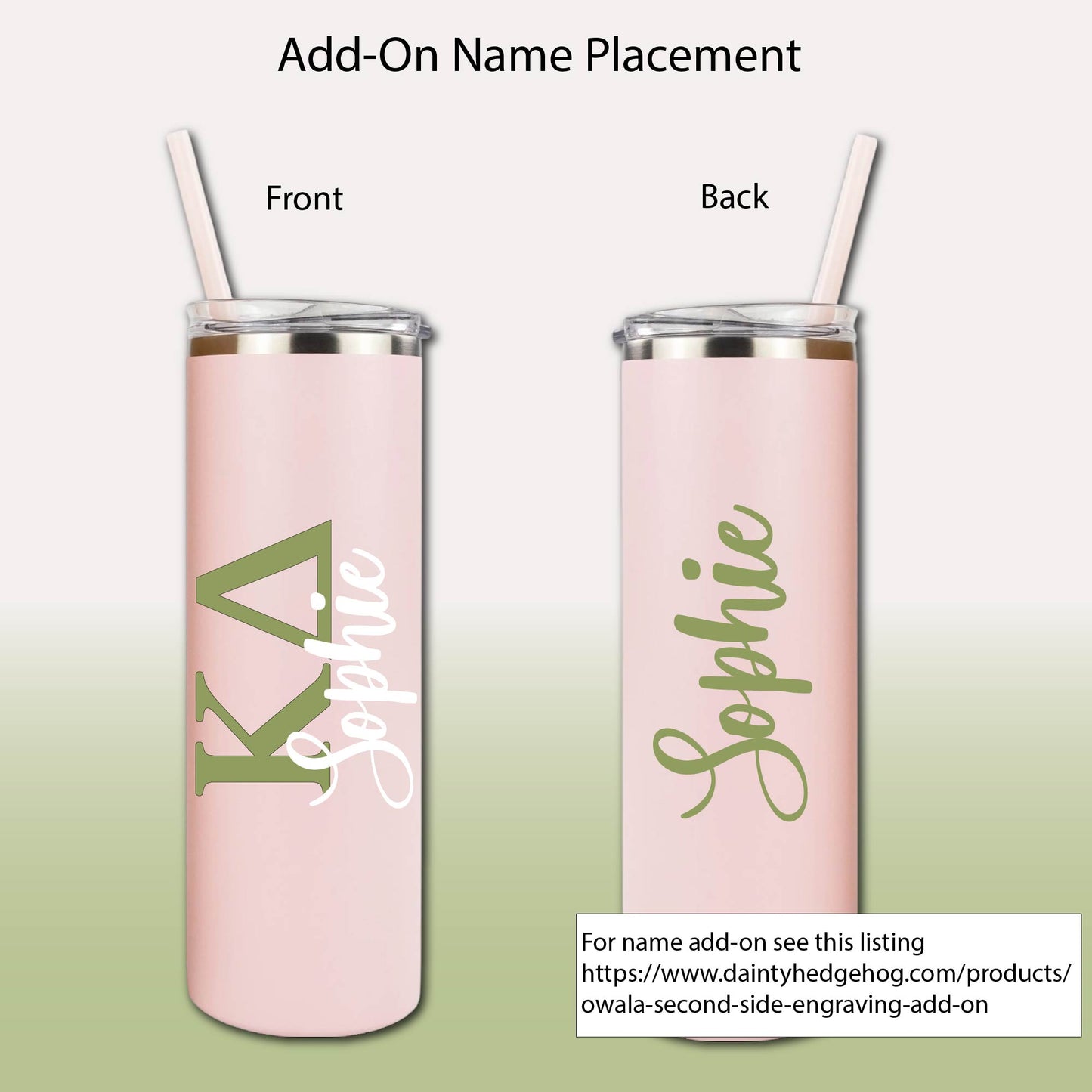 Kappa Delta Skinny Tumbler | UV Printed KD Cup | Greek Letters or Script