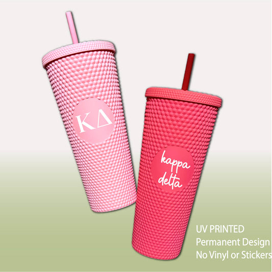 Kappa Delta Star Studded Tumbler Greek Letters or Name White UV Printed Sorority Cup