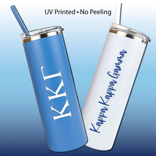 Kappa Kappa Gamma Skinny Tumbler | UV Printed Kappa Cup | Greek Letters or Script