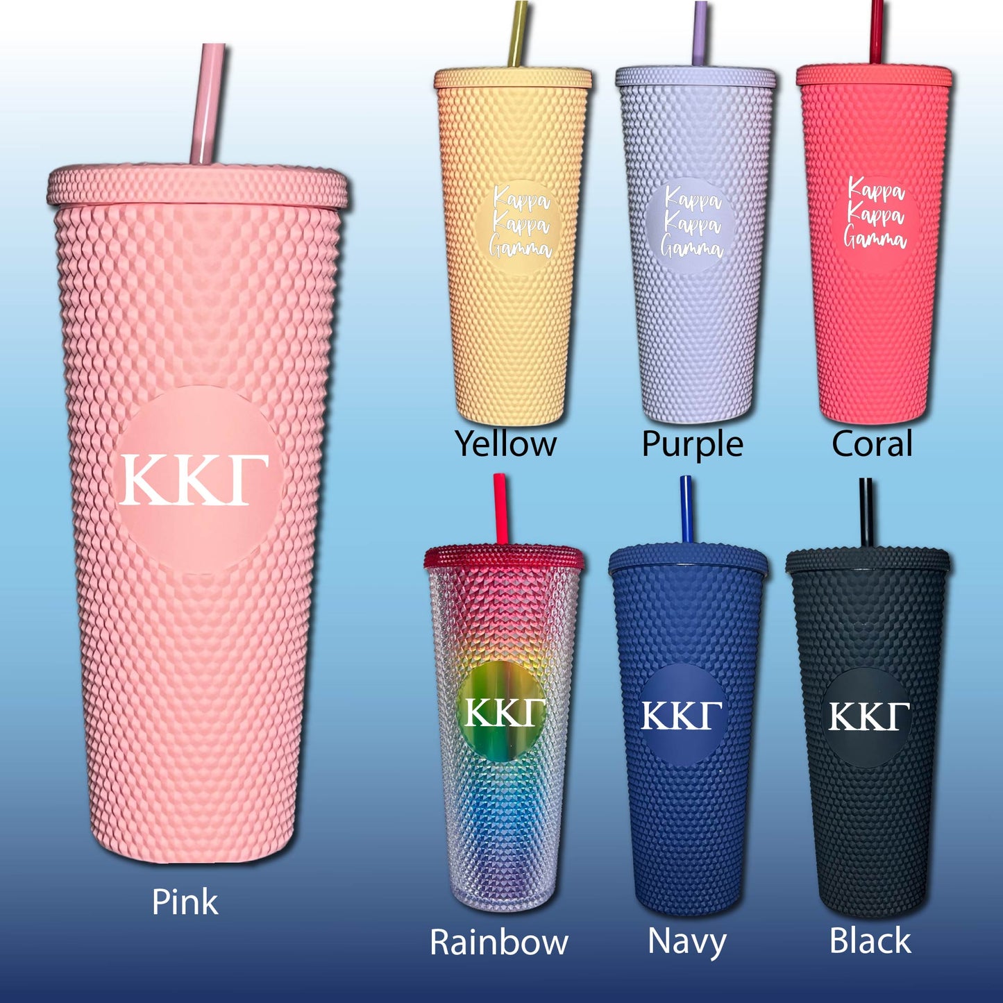 Kappa Kappa Gamma Star Studded Tumbler Greek Letters or Name UV Printed Sorority Cup