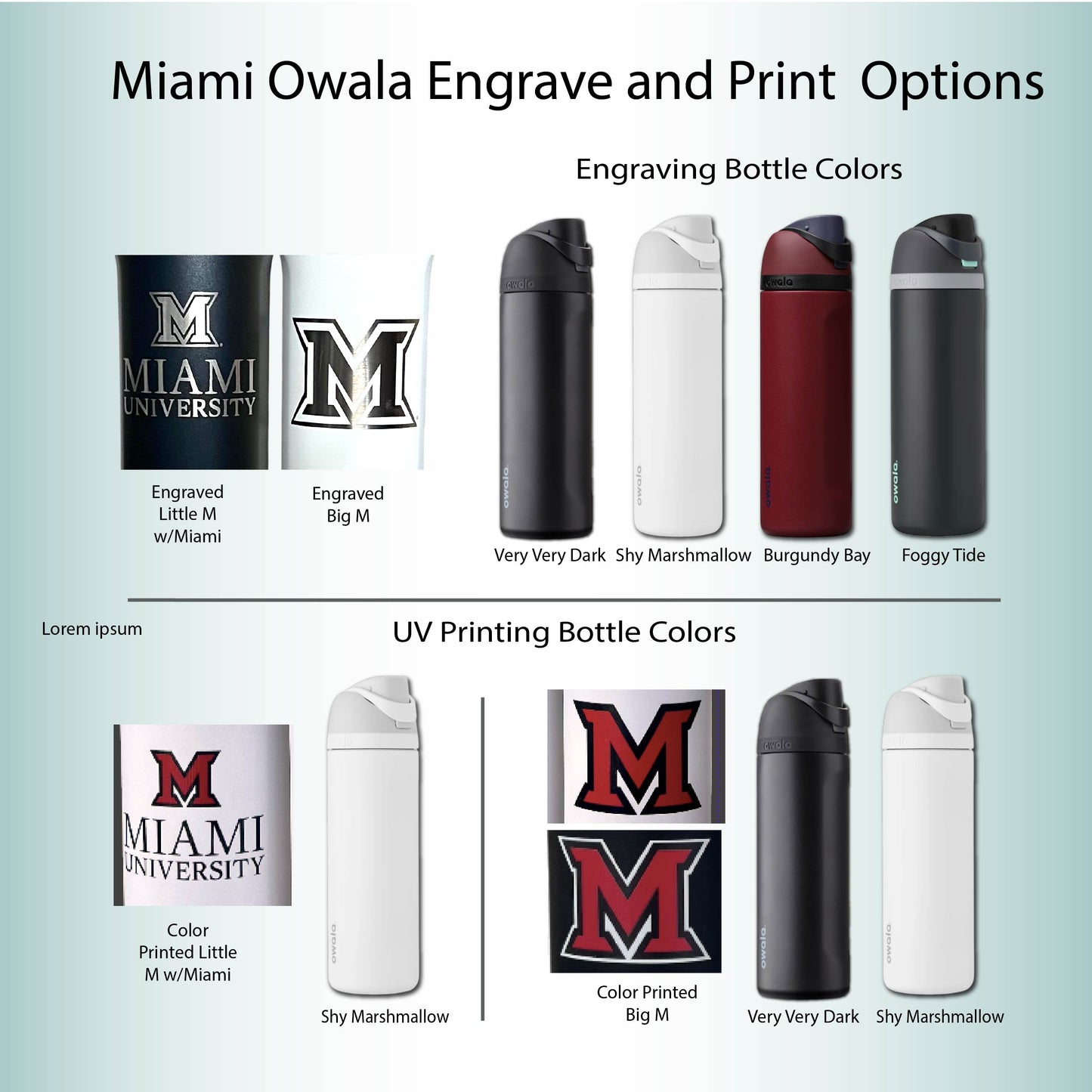 Miami University Ohio Owala 24oz FreeSip Engraved Water Bottle