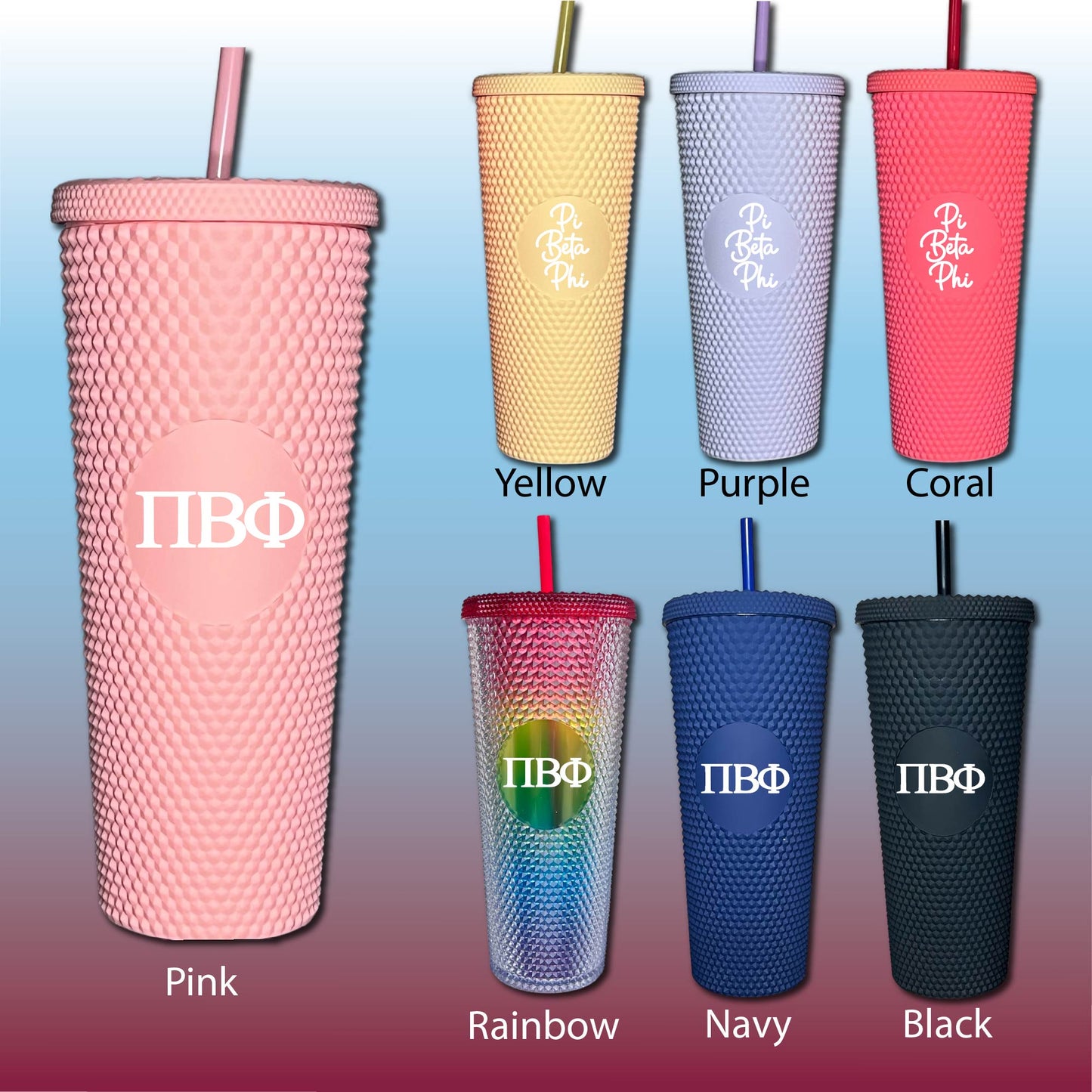 Pi Beta Phi Star Studded Tumbler Greek Letters or Name UV Printed Sorority Cup