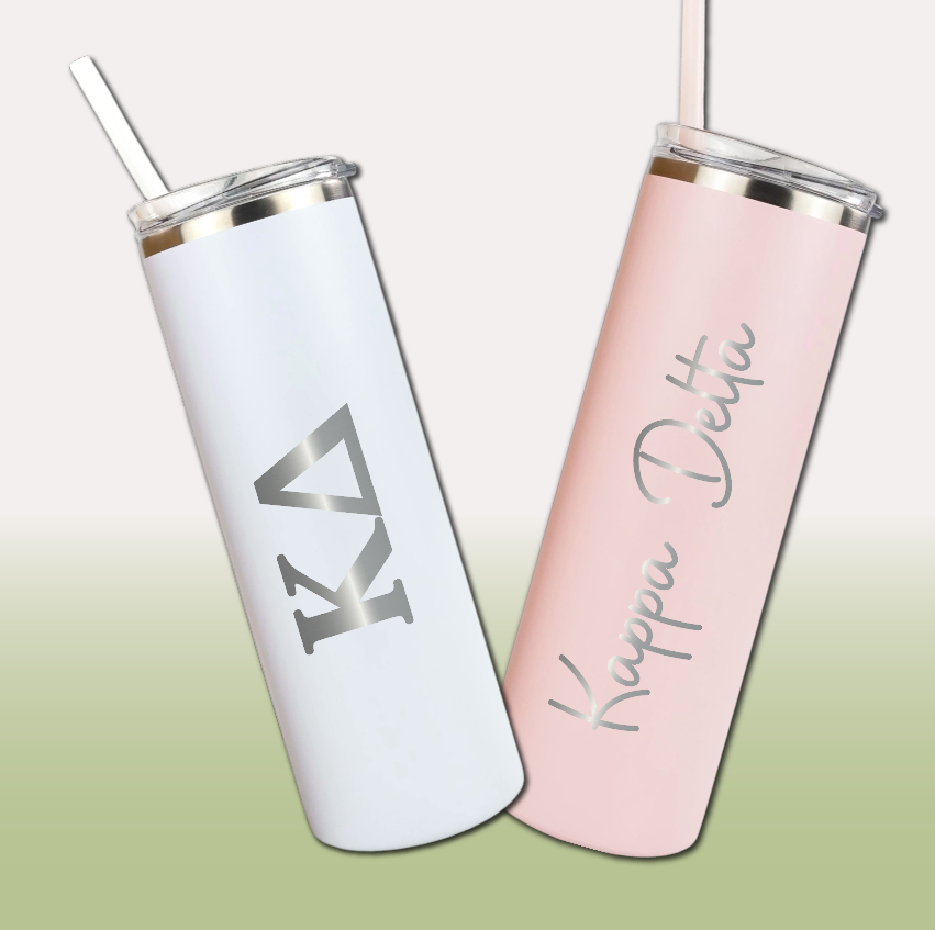 Kappa Delta Skinny Tumbler | Engraved Greek Letters or Script