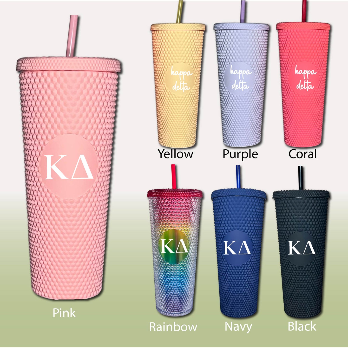 Kappa Delta Star Studded Tumbler Greek Letters or Name White UV Printed Sorority Cup