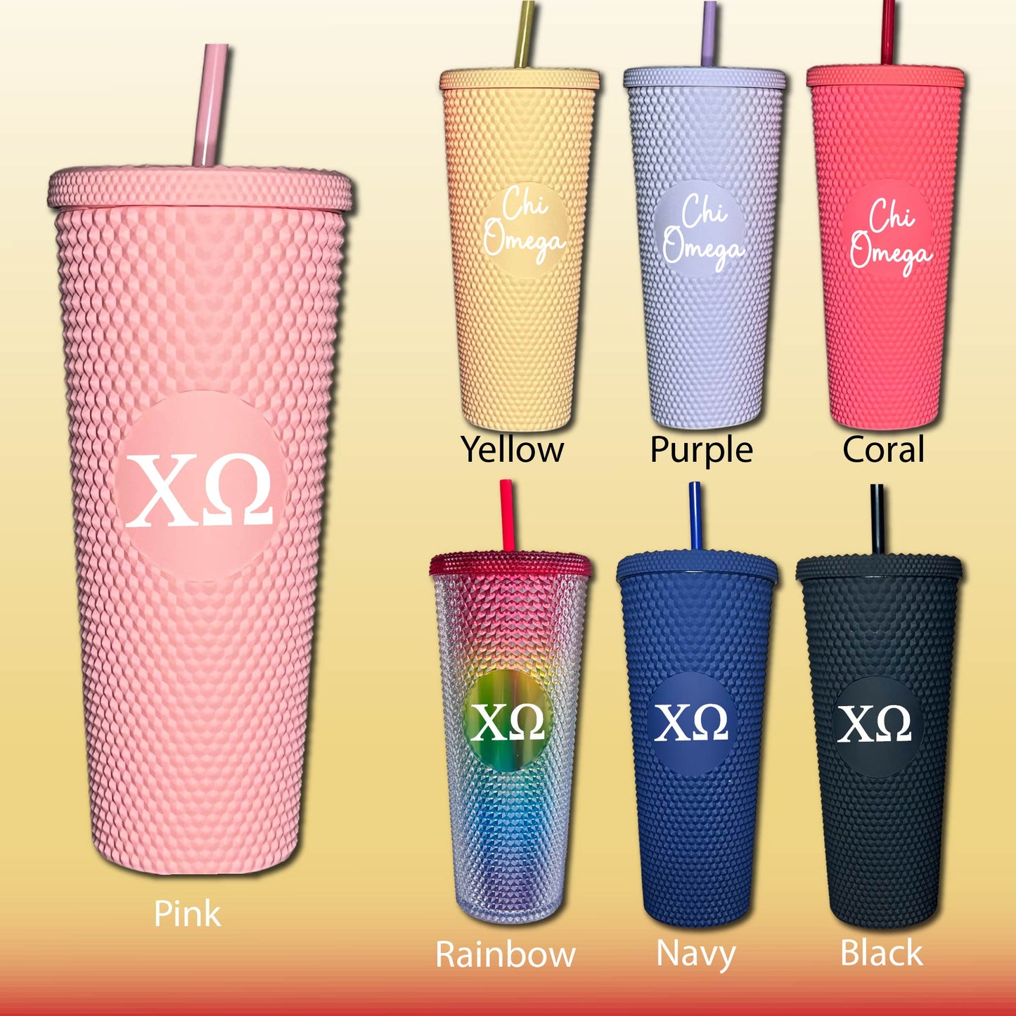 Chi Omega Star Studded Tumbler Greek Letters or Name UV Printed Sorority Cup