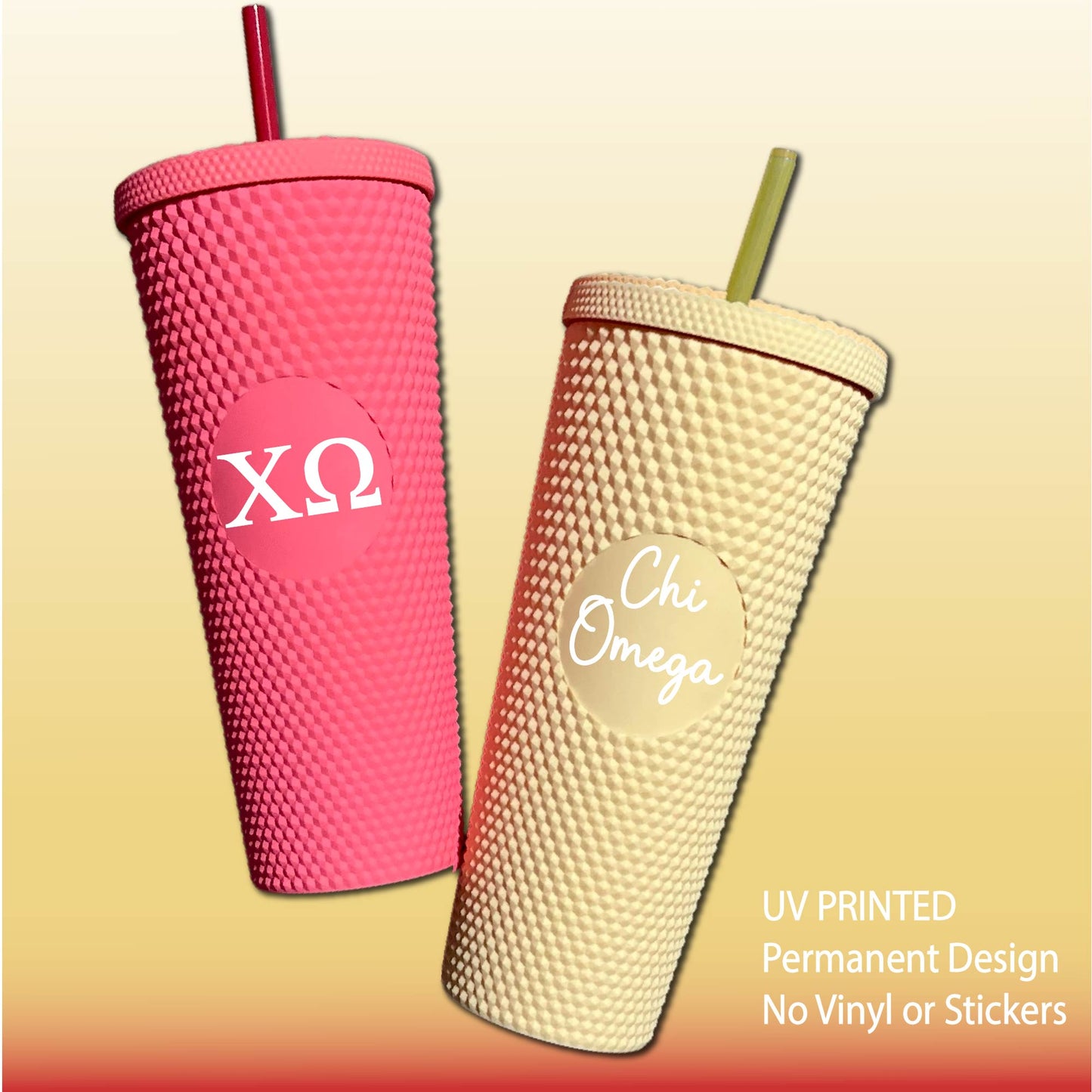 Chi Omega Star Studded Tumbler Greek Letters or Name UV Printed Sorority Cup
