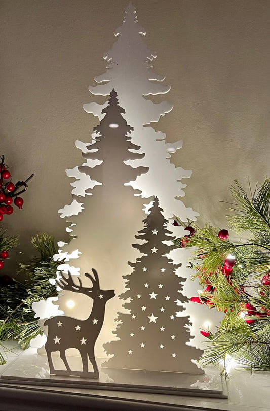Holiday Tabletop Lighted Winter Trees