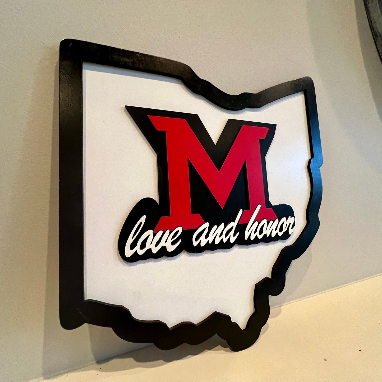 Miami University Ohio Layered Love and Honor Sign