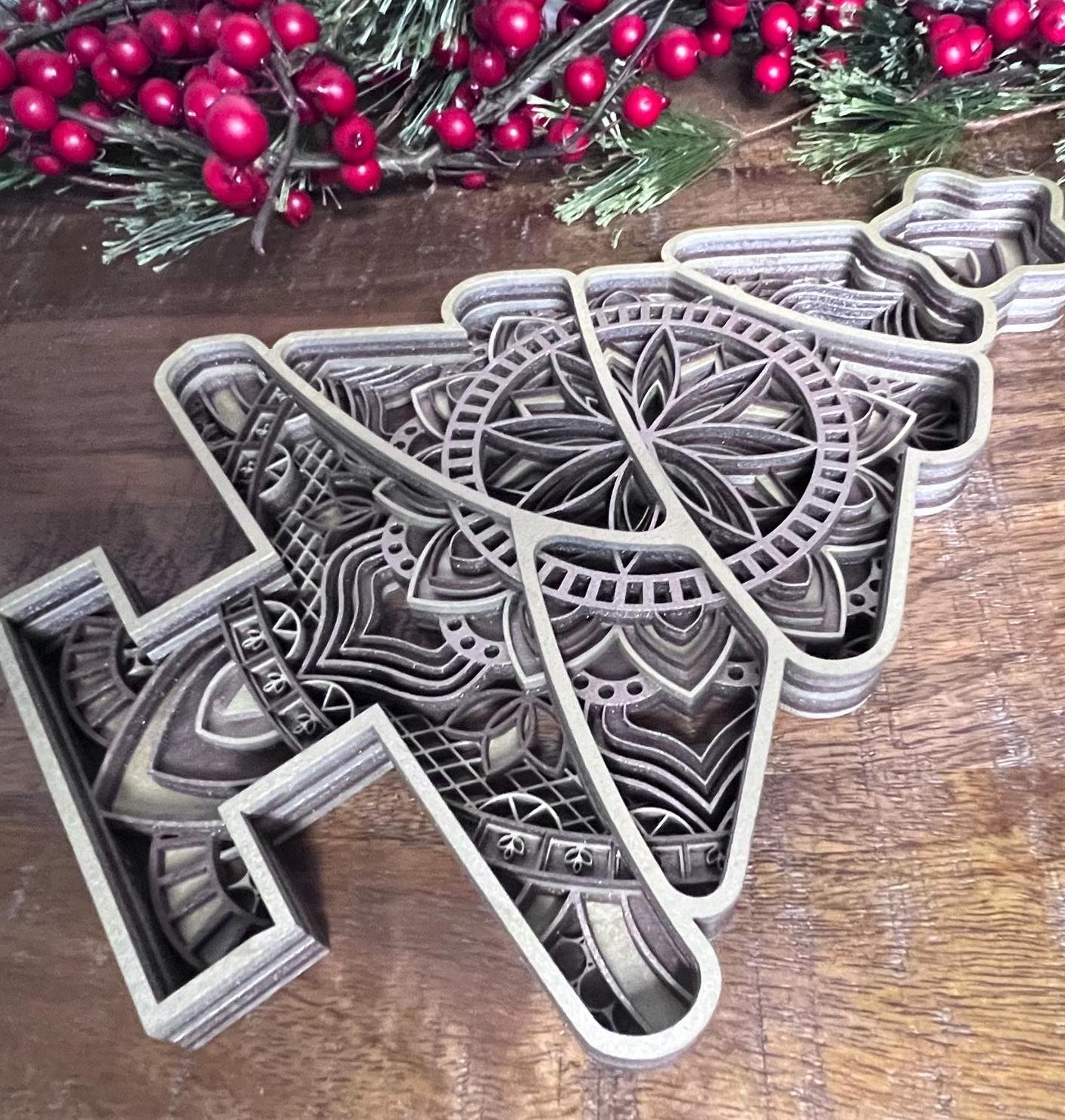 Holiday Mandala 7-Layer Tree for Mantle or Shelf