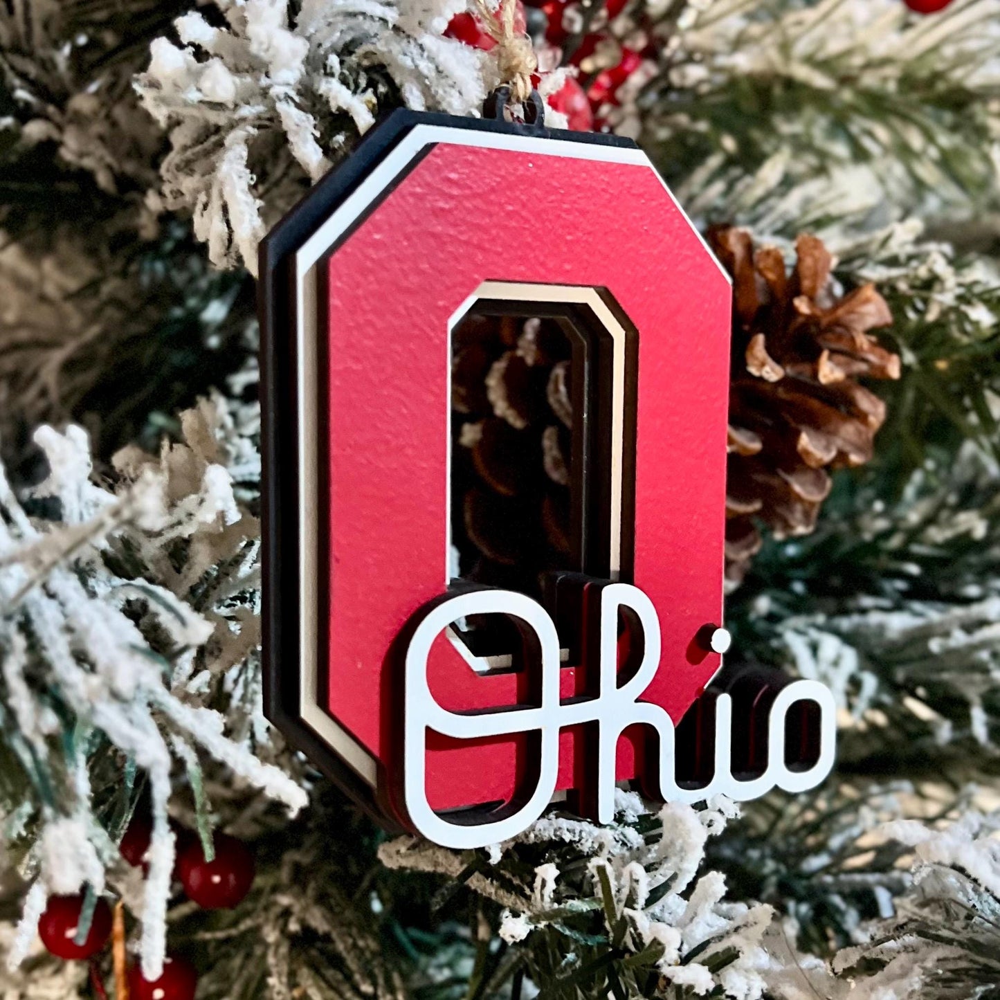 Ohio State University Block O Ohio Script Ornament