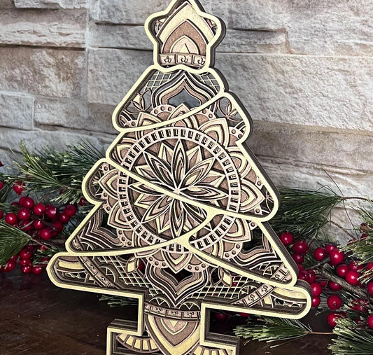 Holiday Mandala 7-Layer Tree for Mantle or Shelf
