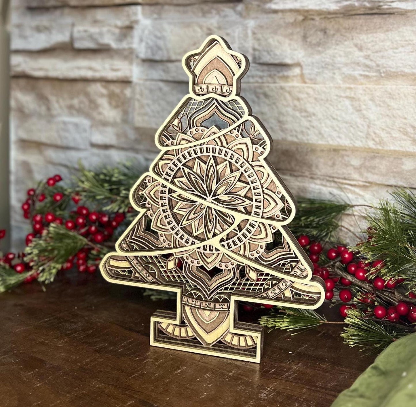 Holiday Mandala 7-Layer Tree for Mantle or Shelf