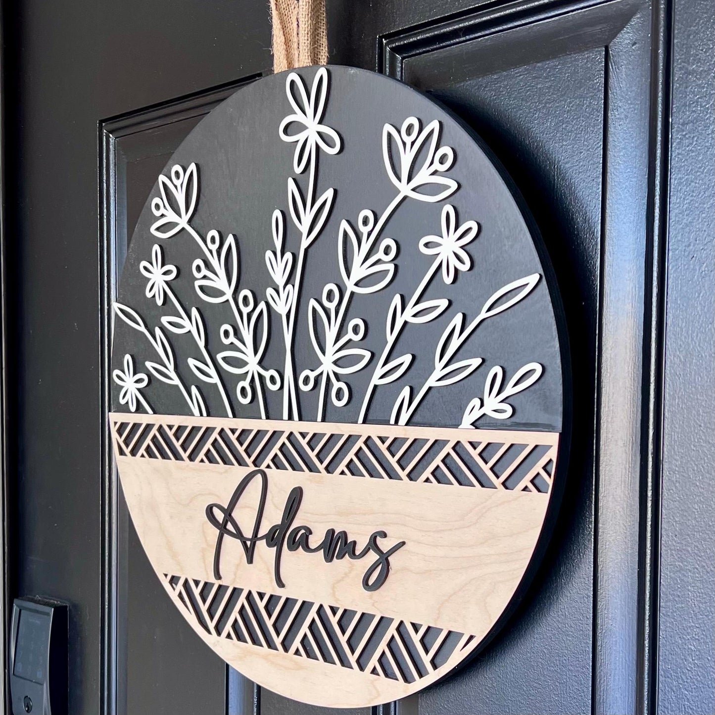 Personalized Last Name Door Hanger: Birch Wood Welcome Sign