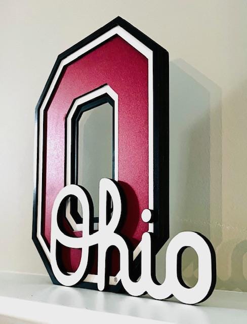 Ohio State University Layered Block O Ohio Script