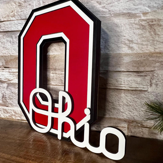 Ohio State University Layered Block O Ohio Script
