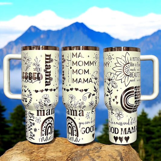 Mother mom mama gift 40oz Fully Engraved Stanley-Style Stainless Steel Tumbler