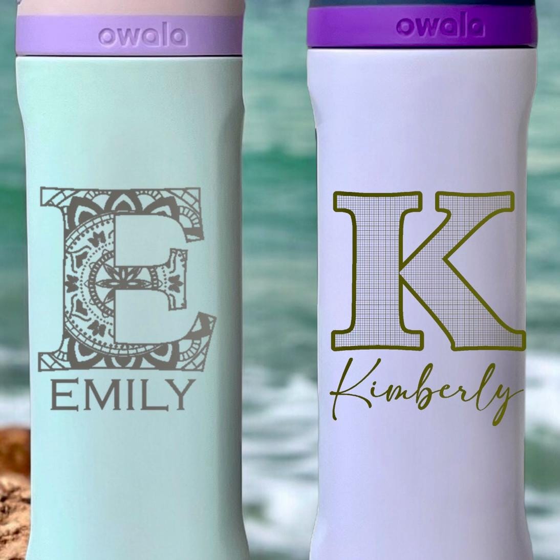 Owala 24oz FreeSip Custom Engraved Water Bottle with Initial and Name