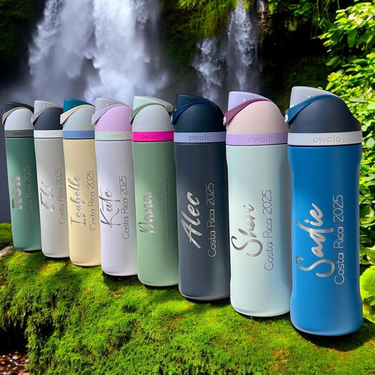 Engraved personalized Owala freesip 24oz water bottle examples