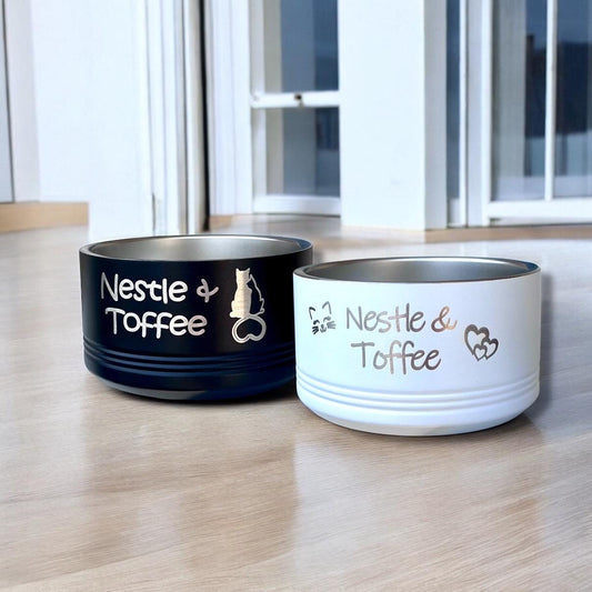 Personalized Stainless Steel Pet Bowl: Engraved Non-Slip Dog Cat Bowl