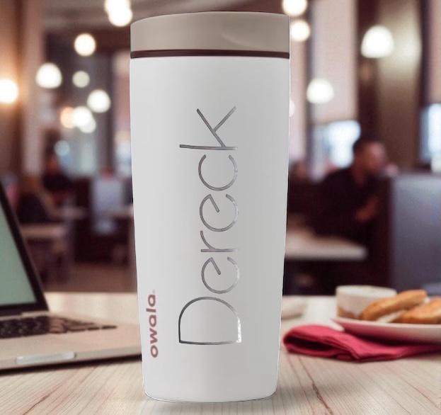 Personalized Engraved 20oz Owala Leakproof SmoothSip Slider in vanilla bean color