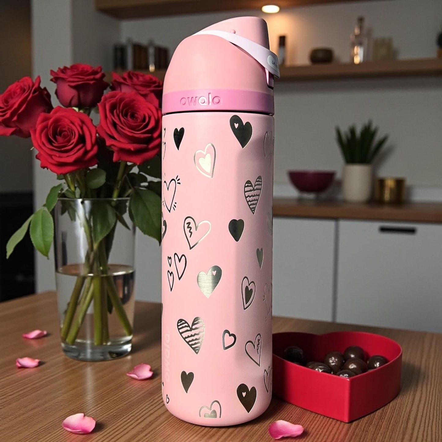 Owala 24oz Water Bottle Engraved Hearts Valentine Anniversary Gift