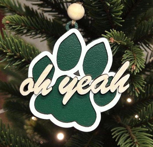 Ohio University Bobcat Paw OU Oh Yeah Ornament