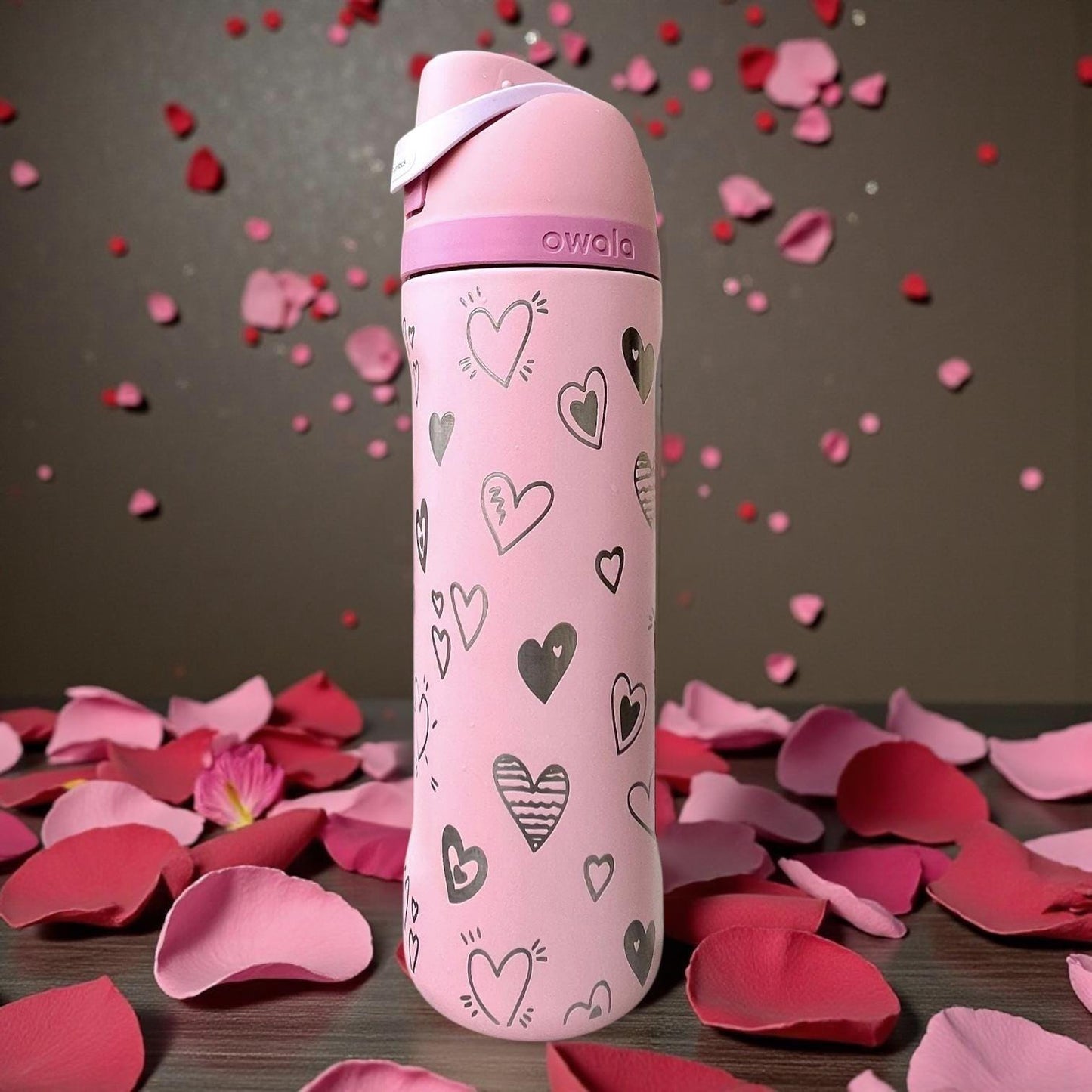 Owala 24oz Water Bottle Engraved Hearts Valentine Anniversary Gift