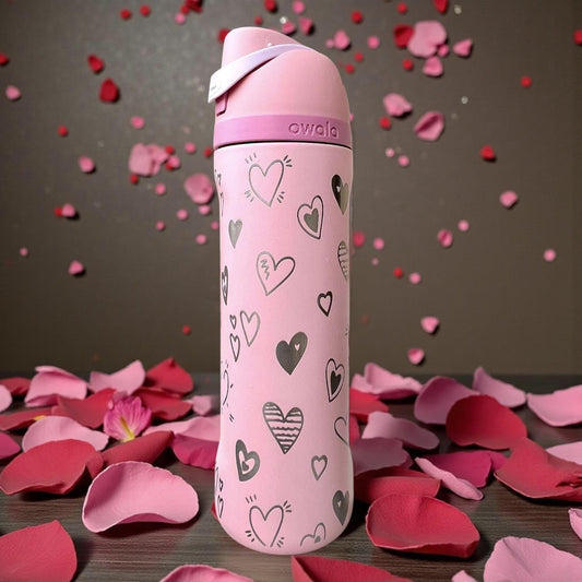 Owala 24oz Water Bottle Engraved Hearts Valentine Anniversary Gift