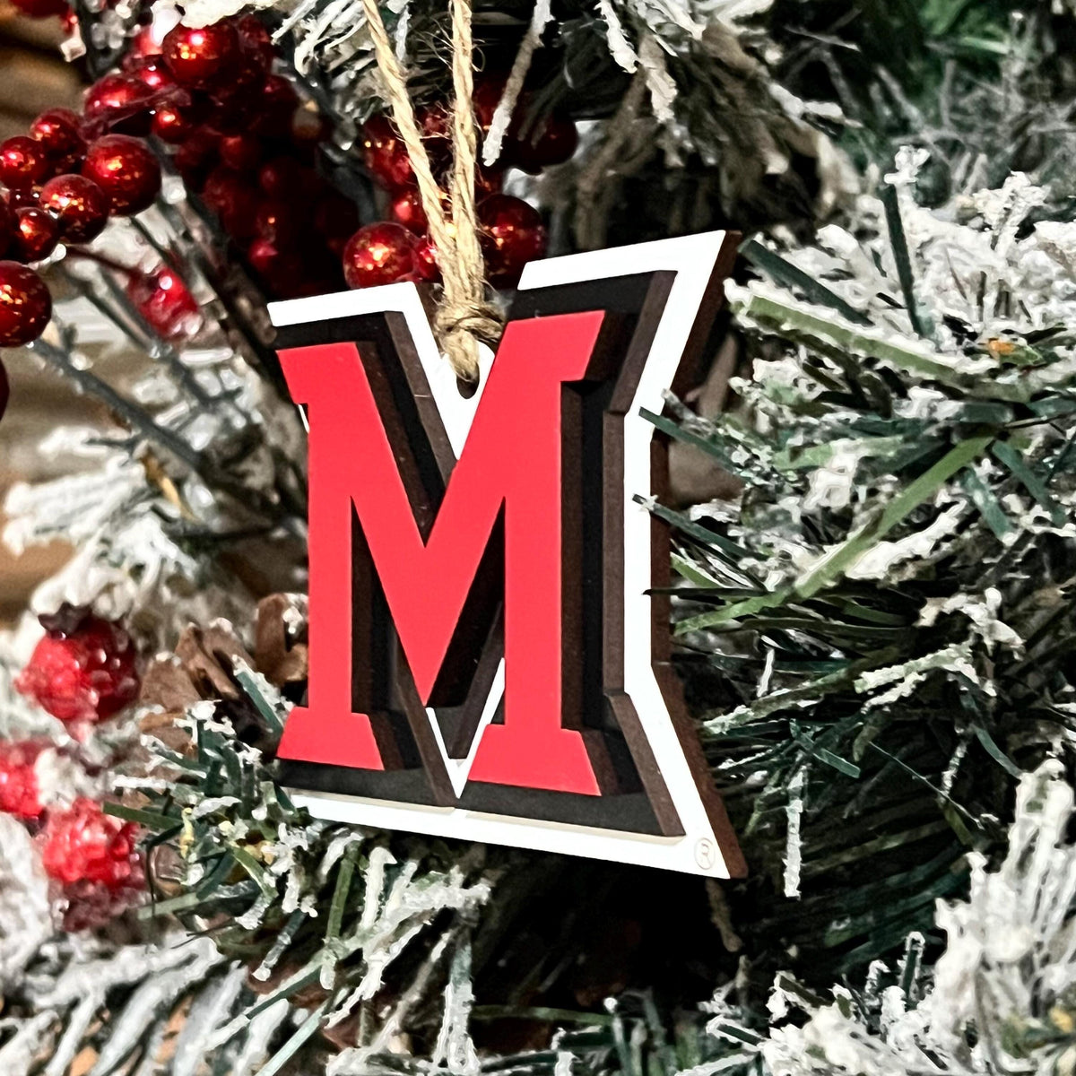 Licensed Miami University Ohio Logo 3 Layer Wood Ornament