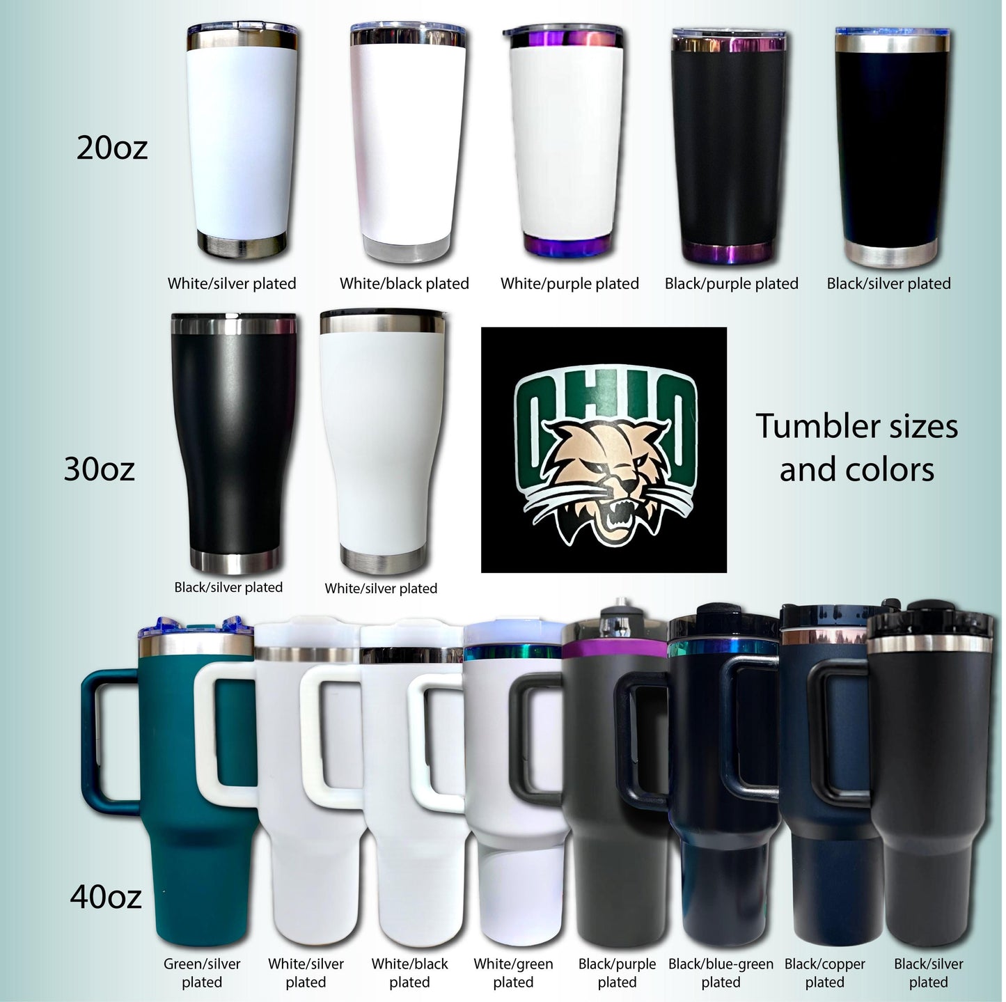 Ohio Bobcats Tumbler | Engraved or UV Printed | Graduation Gift