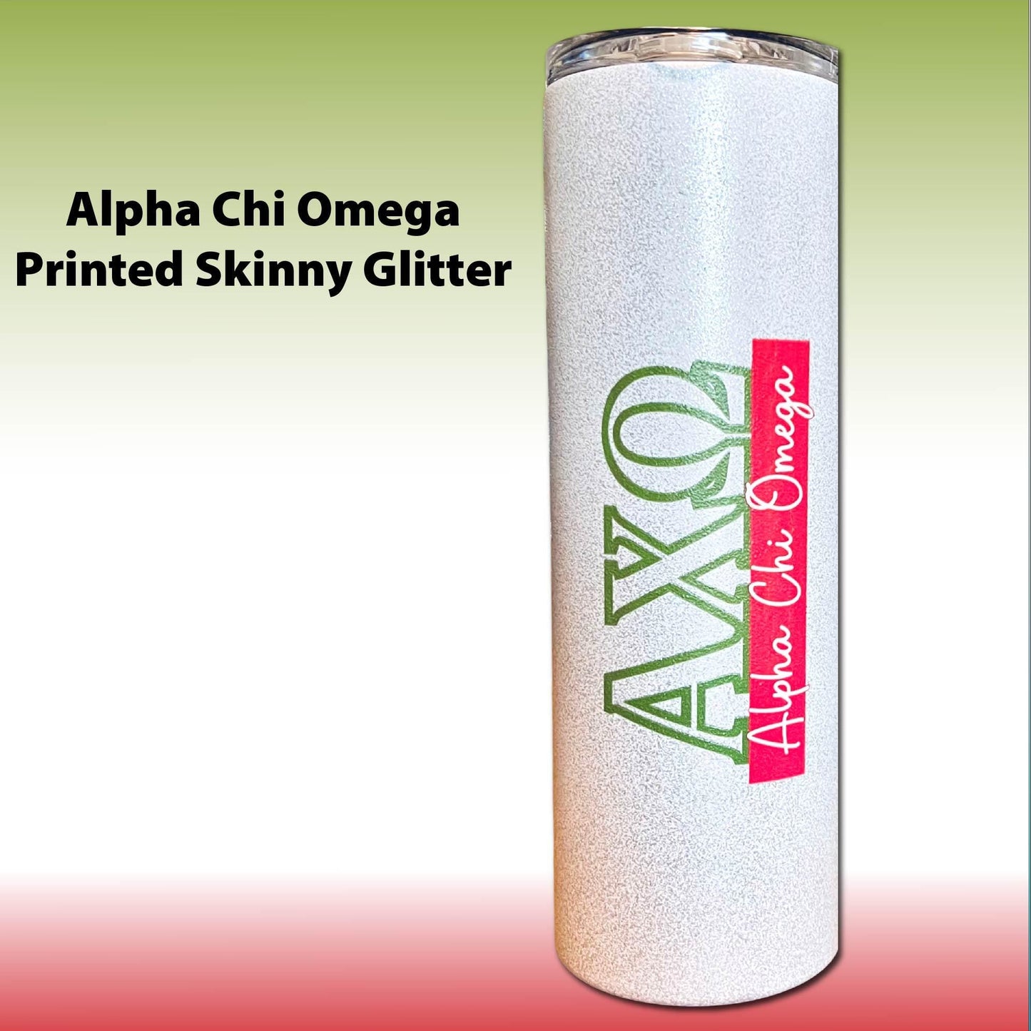 Alpha Chi Omega Greek Letter Tumbler | AXO Sorority Name Overlay | Owala or Glitter Skinny