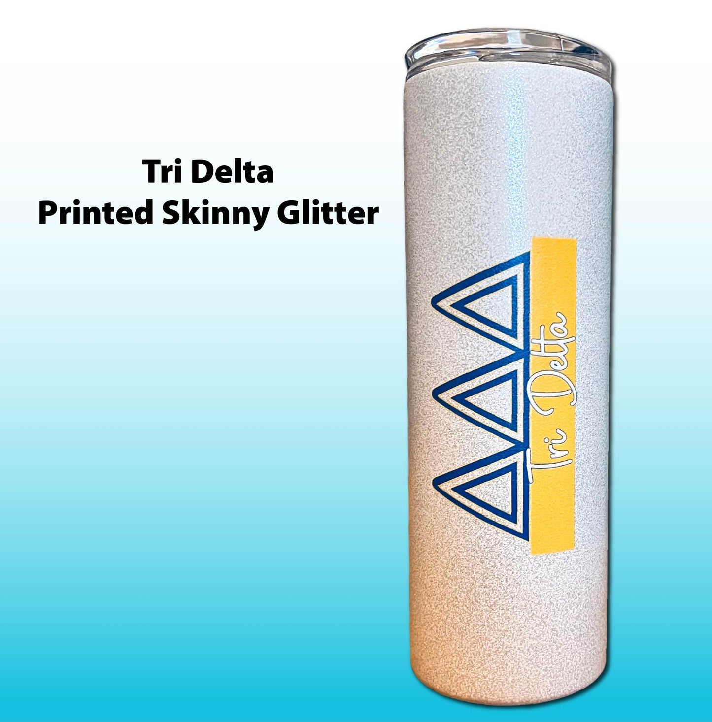 Delta Delta Delta Greek Letter Tumbler | Tri Delta Sorority Name Overlay | Owala or Glitter Skinny