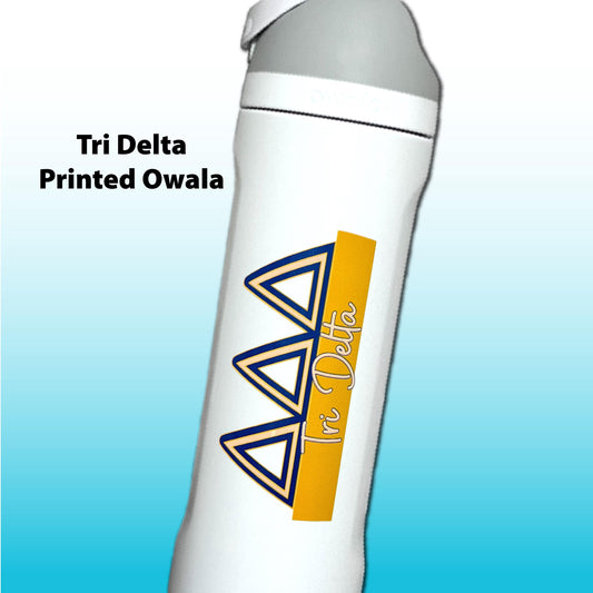 Delta Delta Delta Greek Letter Tumbler | Tri Delta Sorority Name Overlay | Owala or Glitter Skinny