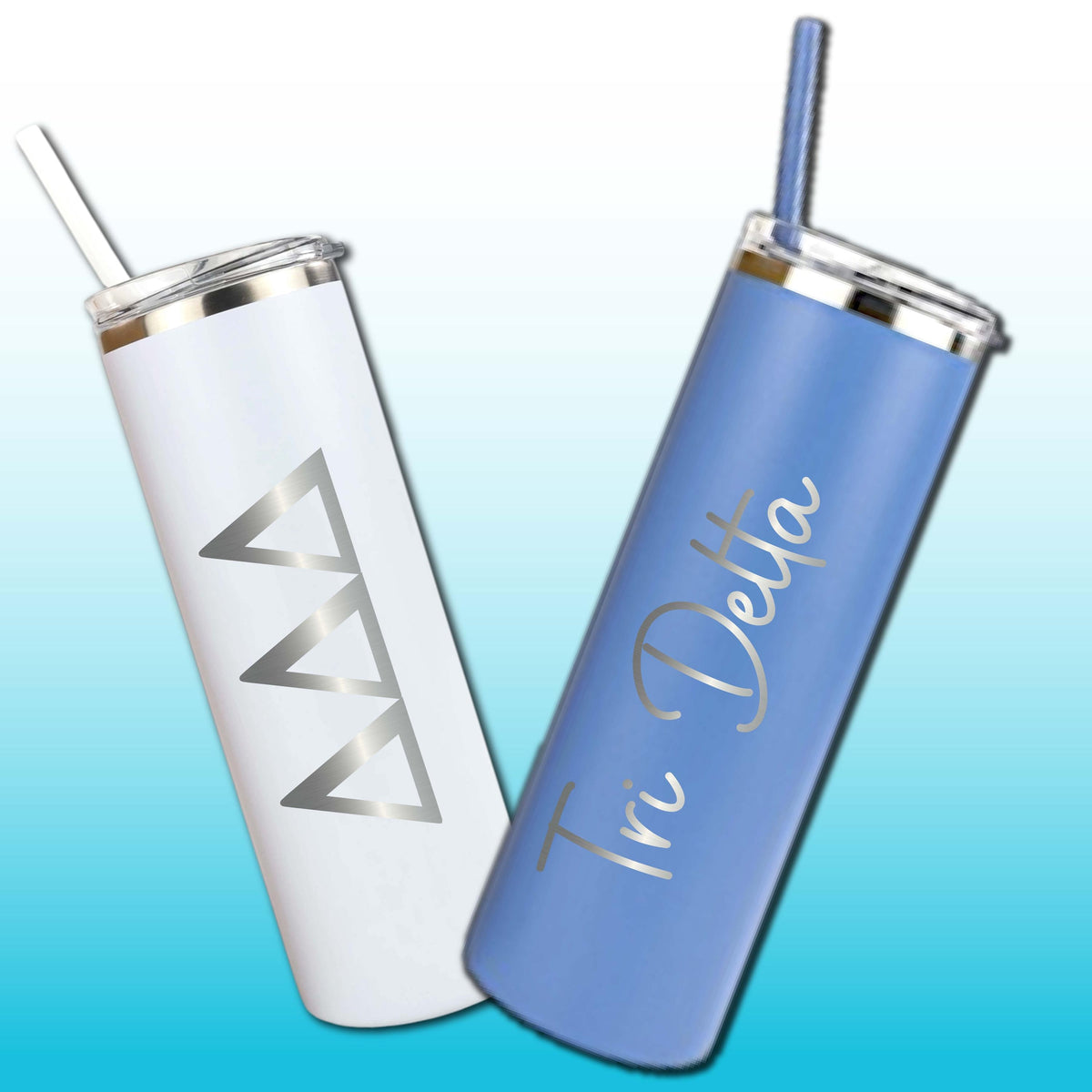 Tri Delta Skinny Tumbler | Engraved Greek Letters or Script